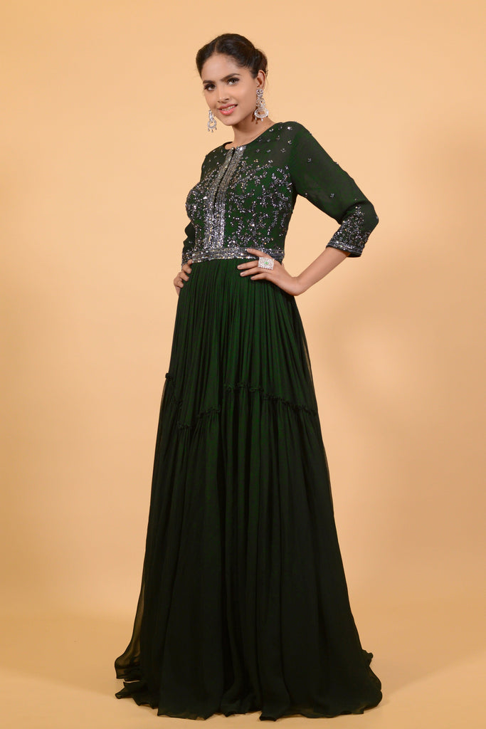 Dark jade green gown. freeshipping - Frontier Bazarr