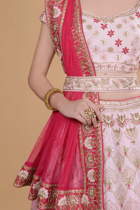 Ombre Pink Embroidered Lehenga Set. freeshipping - Frontier Bazarr