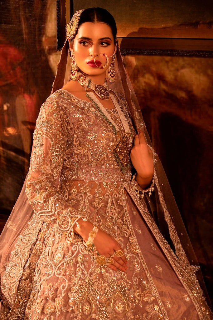 Dusty pink Trail Net Jacket Lehenga Set. freeshipping - Frontier Bazarr