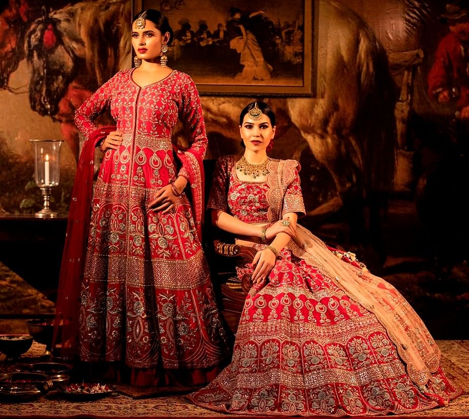 Scarlet red Jacket with Net dupatta. freeshipping - Frontier Bazarr