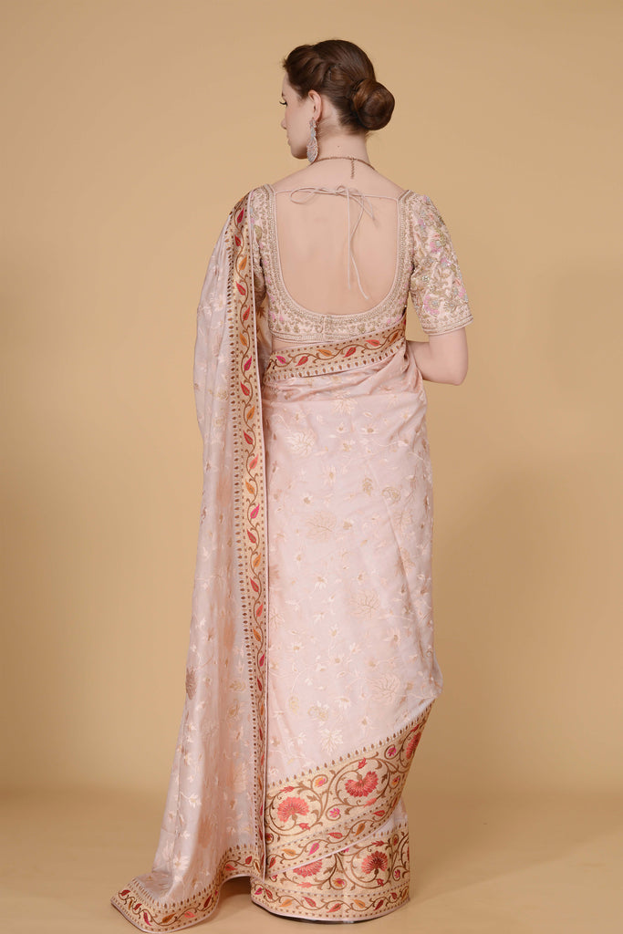 Blush Pale Pink Saree freeshipping - Frontier Bazarr