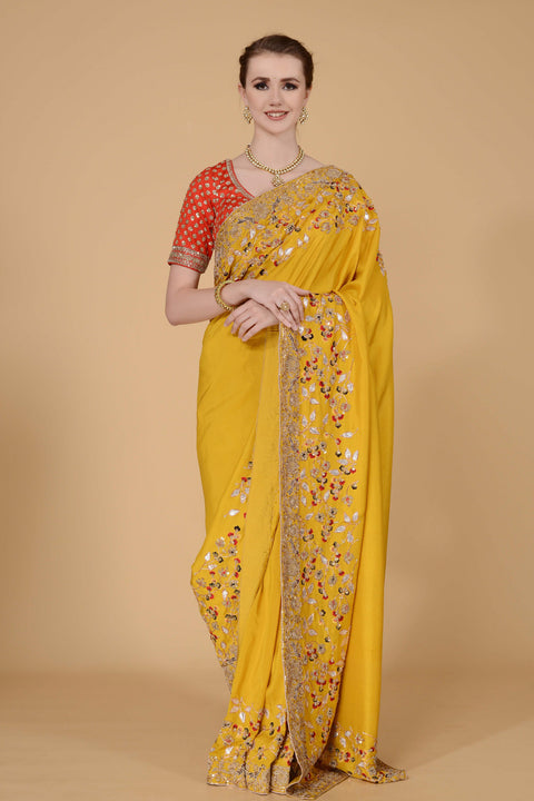 Mustard Handloom Saree. freeshipping - Frontier Bazarr