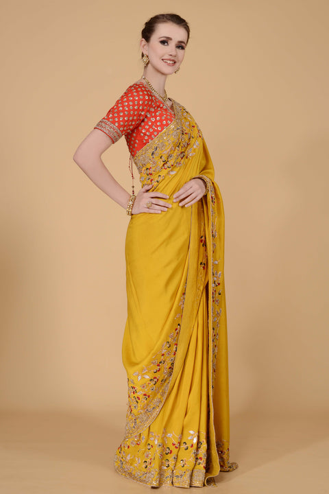 Mustard Handloom Saree. freeshipping - Frontier Bazarr