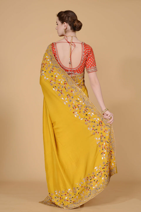 Mustard Handloom Saree. freeshipping - Frontier Bazarr