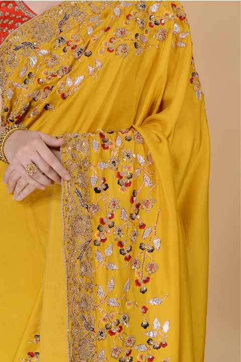 Mustard Handloom Saree. freeshipping - Frontier Bazarr