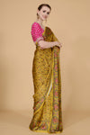 Pale Yellow Printed Saree freeshipping - Frontier Bazarr