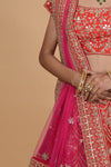 Red lehenga with pink dupatta set. freeshipping - Frontier Bazarr