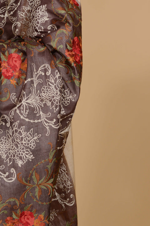 Pale Brown Saree freeshipping - Frontier Bazarr