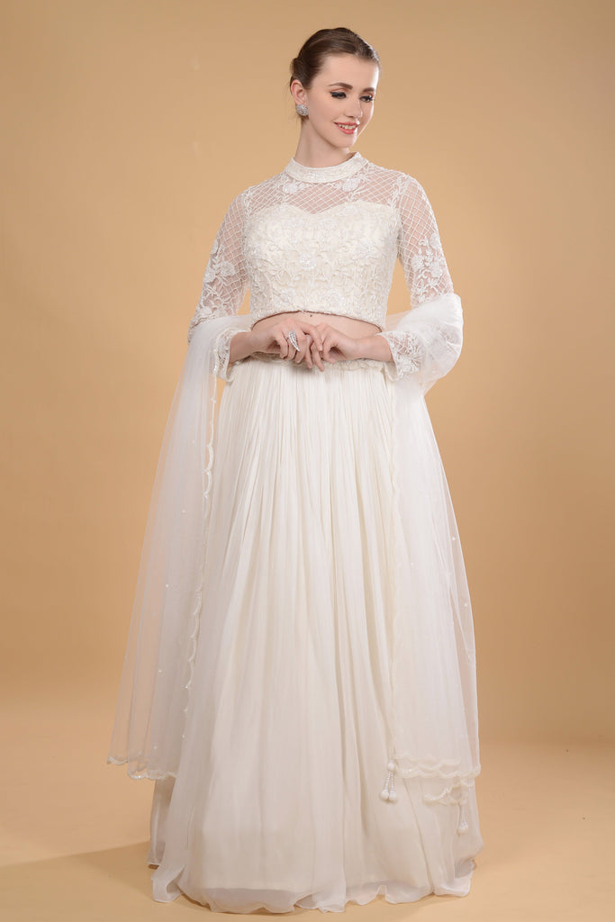 Pearl White Lehenga Set. freeshipping - Frontier Bazarr