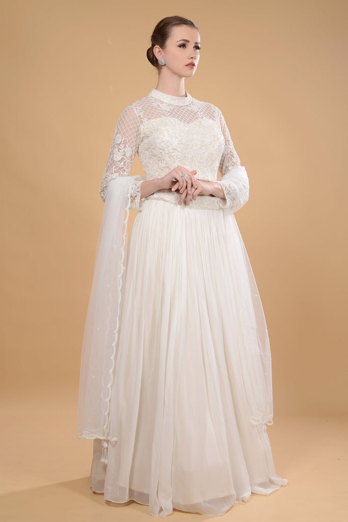 Pearl White Lehenga Set. freeshipping - Frontier Bazarr