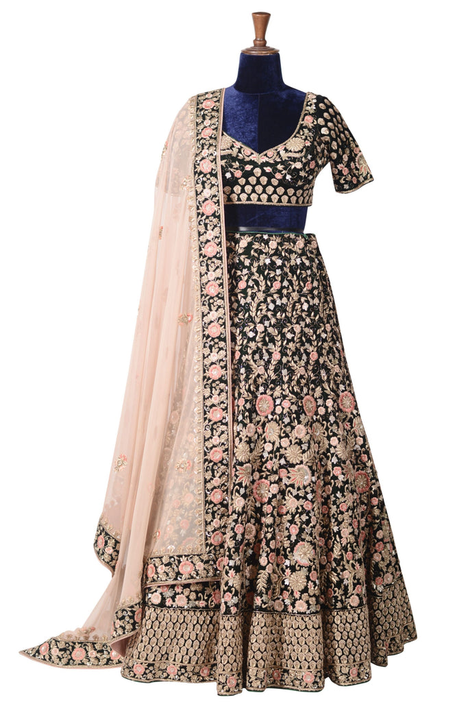 Dark green lehenga set. freeshipping - Frontier Bazarr