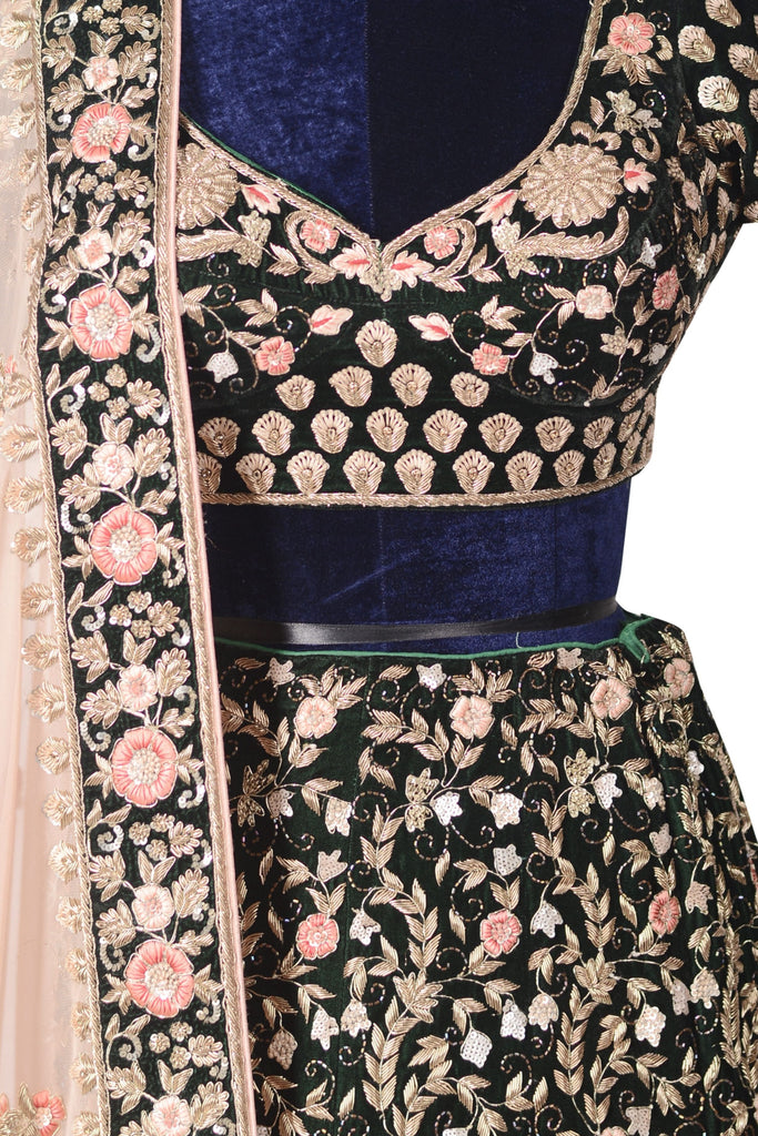 Dark green lehenga set. freeshipping - Frontier Bazarr