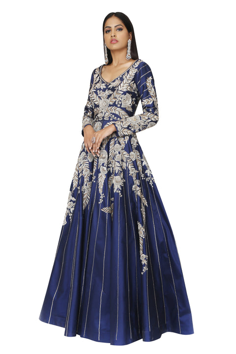 Royal Blue Embroidered Gown. freeshipping - Frontier Bazarr