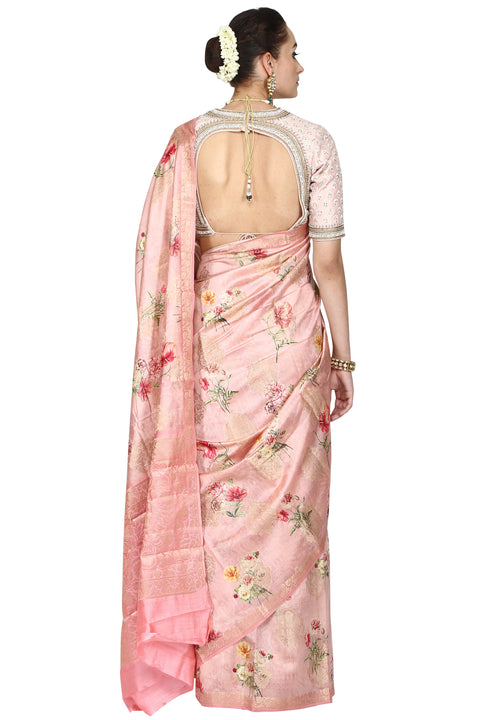 Pink rose digital printed saree. freeshipping - Frontier Bazarr