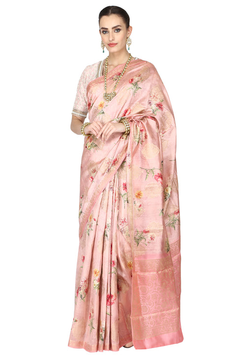 Pink rose digital printed saree. freeshipping - Frontier Bazarr