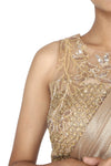 Metallic beige drape saree. freeshipping - Frontier Bazarr