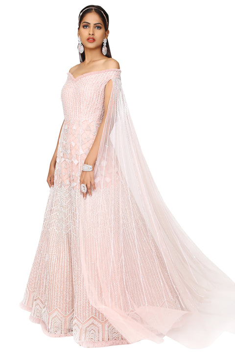 Off-shoulder gown with one side long sleeve. freeshipping - Frontier Bazarr