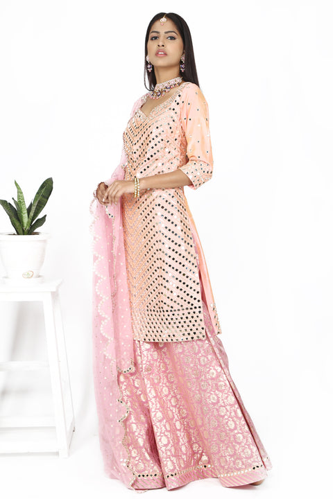 Champagne pink with sharara set. freeshipping - Frontier Bazarr