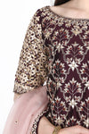 Wine Tunic with Pale Pink Sharara Set. freeshipping - Frontier Bazarr