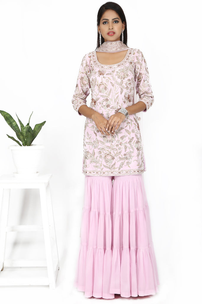 Pink rose sharara set freeshipping - Frontier Bazarr