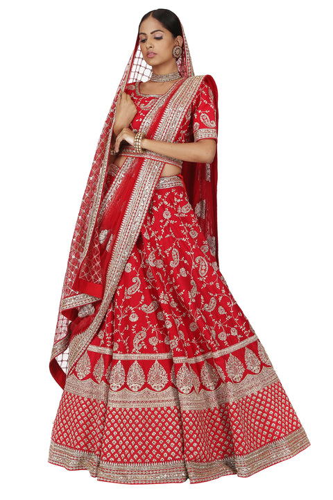 Vermilion Red Lehenga Set freeshipping - Frontier Bazarr