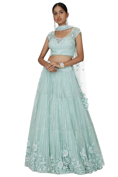 Powder Blue Lehenga Set. freeshipping - Frontier Bazarr