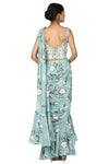 Pale blue printed drape saree. freeshipping - Frontier Bazarr
