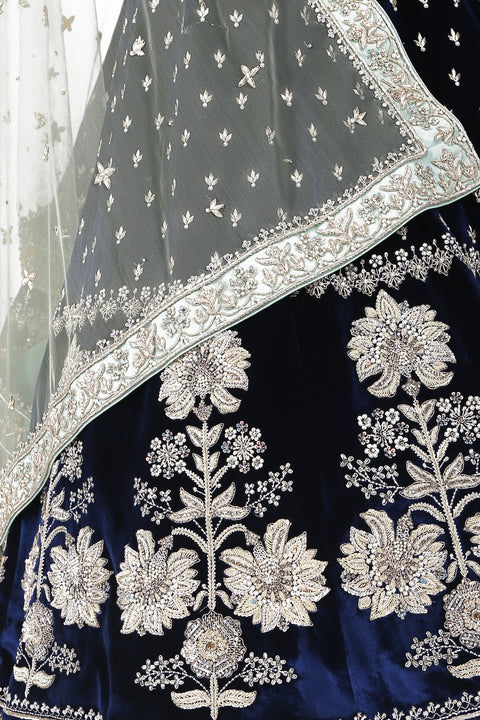 Mughal Navy Blue Lehenga Set. freeshipping - Frontier Bazarr