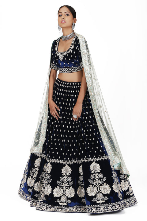 Mughal Navy Blue Lehenga Set. freeshipping - Frontier Bazarr