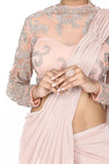 Pale pink concept drape saree. freeshipping - Frontier Bazarr
