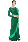 Forest green drape saree. freeshipping - Frontier Bazarr