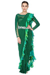 Forest green drape saree. freeshipping - Frontier Bazarr