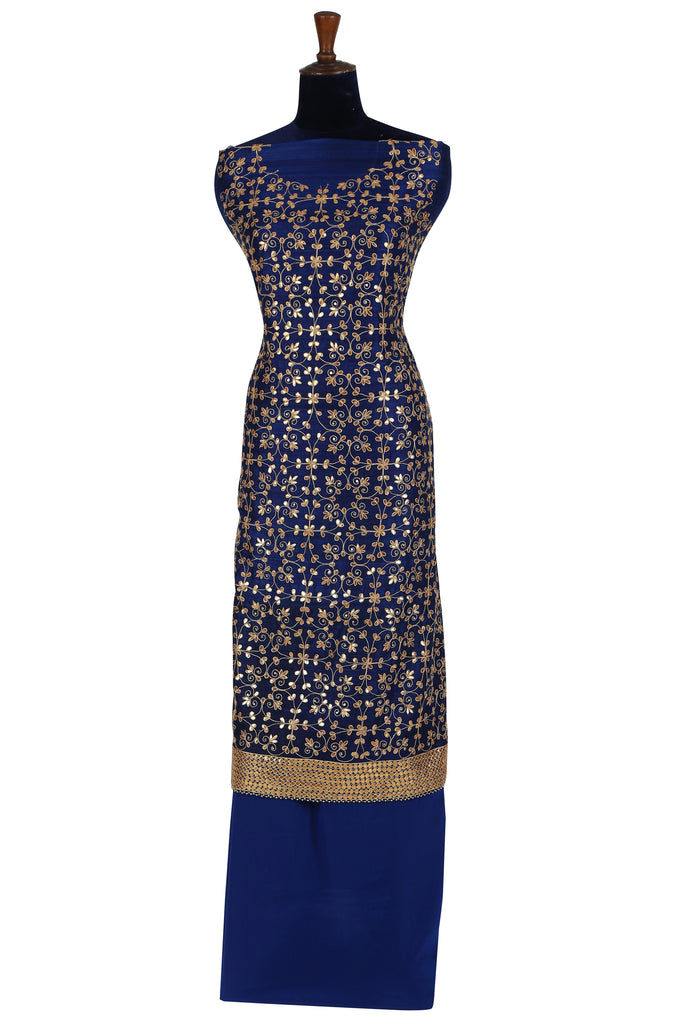 Obmre Mid-night Blue Embroidered Unstitch Set. freeshipping - Frontier Bazarr