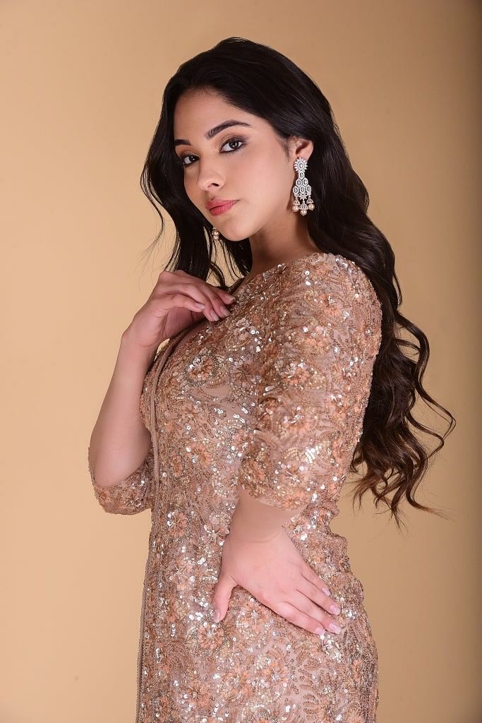 Golden Beige Cape and Dhoti freeshipping - Frontier Bazarr