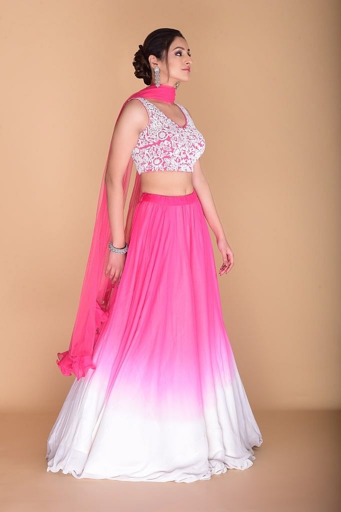 Pink Ombre Lehenga set freeshipping - Frontier Bazarr