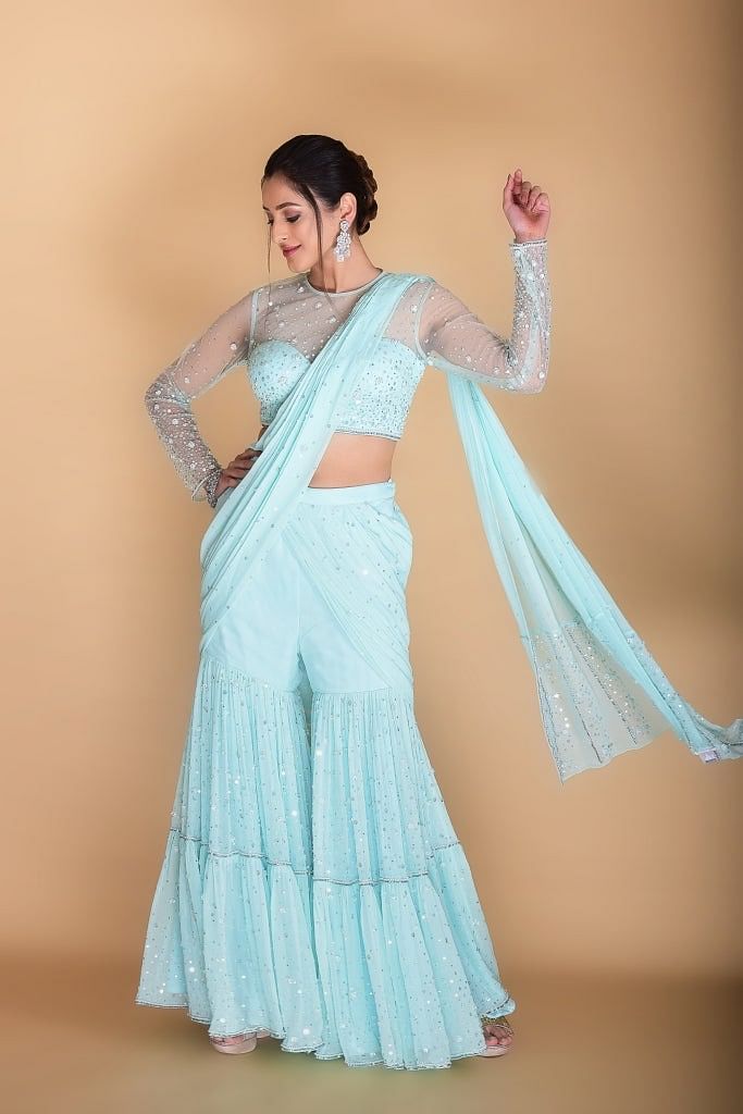 Powder blue gharara set. freeshipping - Frontier Bazarr