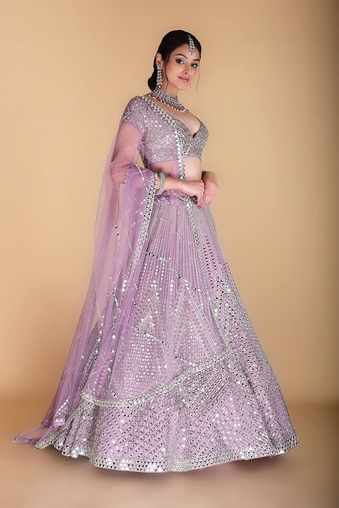 Lilac Embroidered Lehenga set. freeshipping - Frontier Bazarr