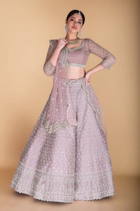 Lilac Embroidered Lehenga set. freeshipping - Frontier Bazarr