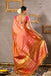 Peach kanjeevaram silk saree freeshipping - Frontier Bazarr