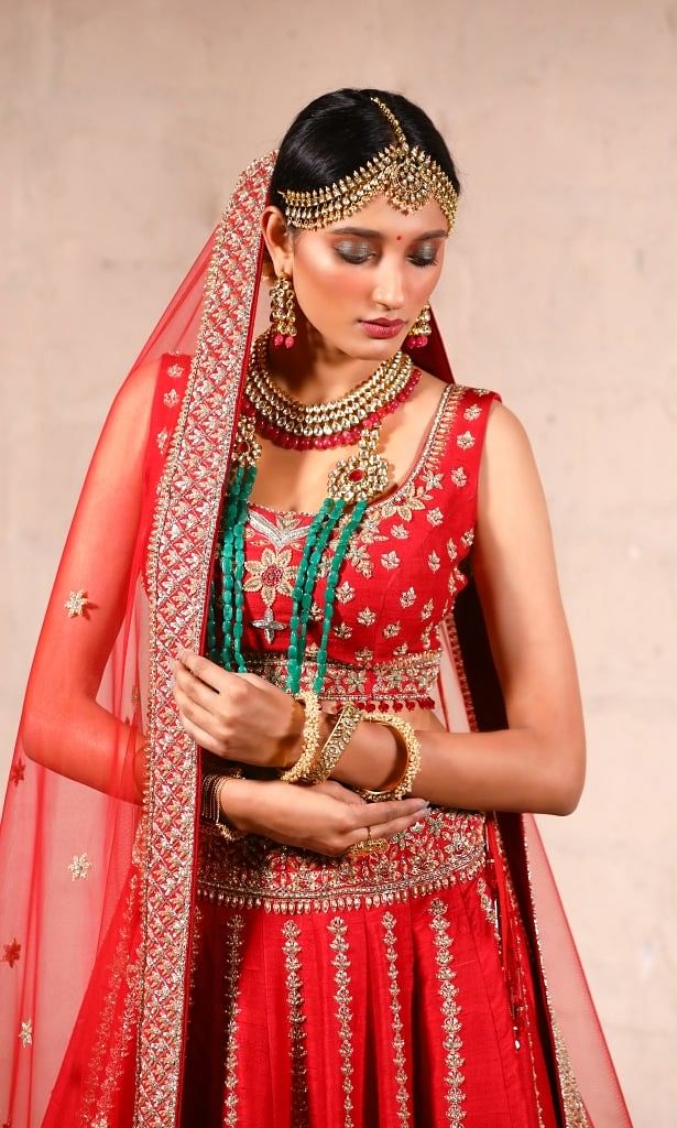 Scarlet red Lehenga set freeshipping - Frontier Bazarr