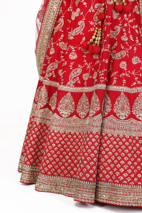 Vermilion Red Lehenga Set freeshipping - Frontier Bazarr