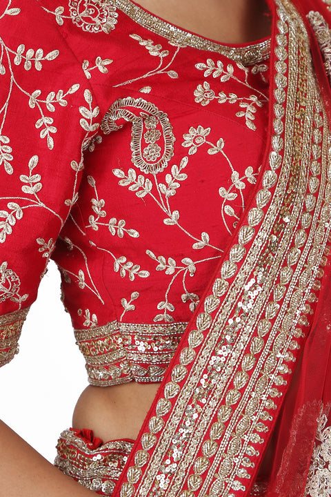 Vermilion Red Lehenga Set freeshipping - Frontier Bazarr