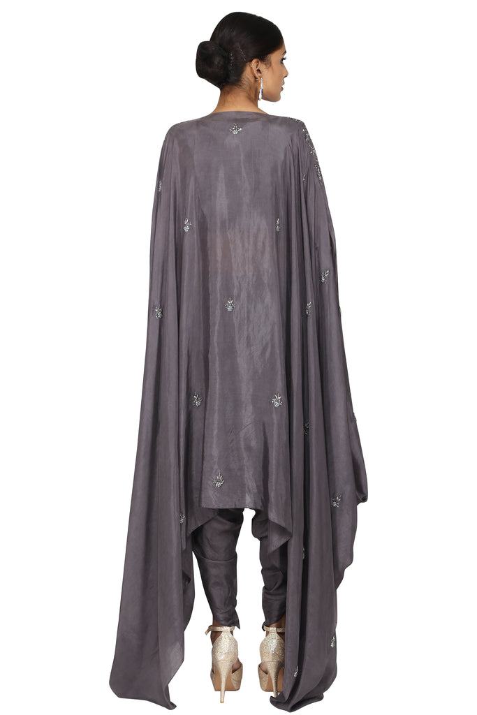 Steel grey cape and dhoti set. freeshipping - Frontier Bazarr