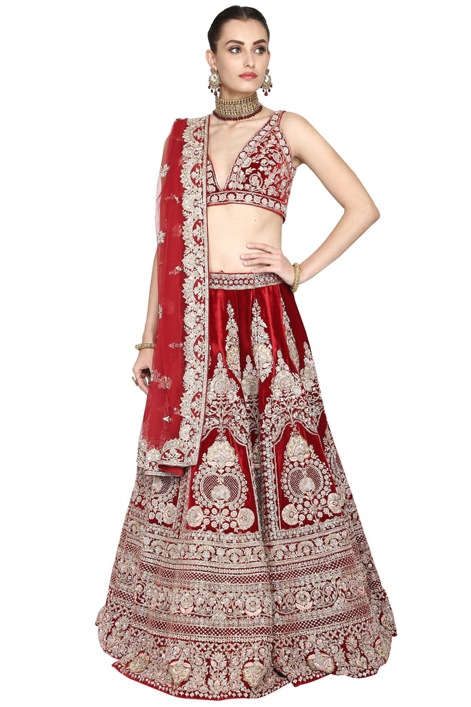 Deep red lehenga set. freeshipping - Frontier Bazarr