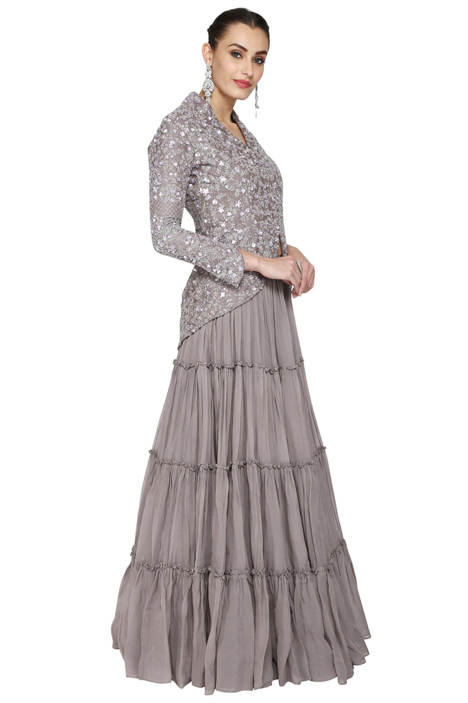 Grayish coat and long skirt set. freeshipping - Frontier Bazarr